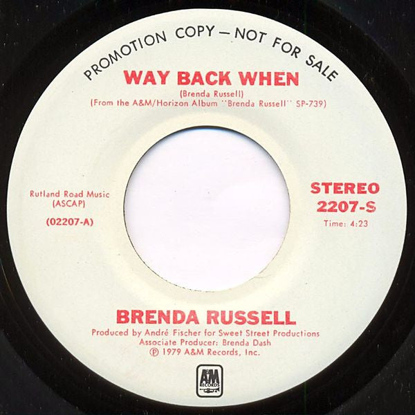 Brenda Russell (2) : Way Back When (7", Single, Promo)