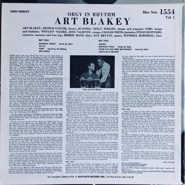 Art Blakey : Orgy In Rhythm - Volume One (LP, Album, RP)