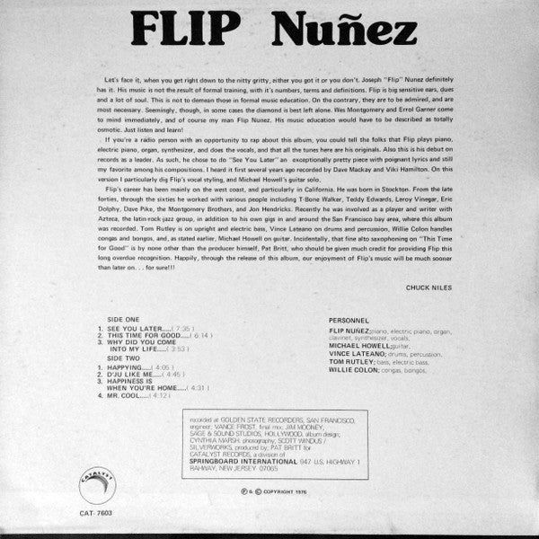 Flip Nunez : My Own Time And Space (LP, Album, Gat)