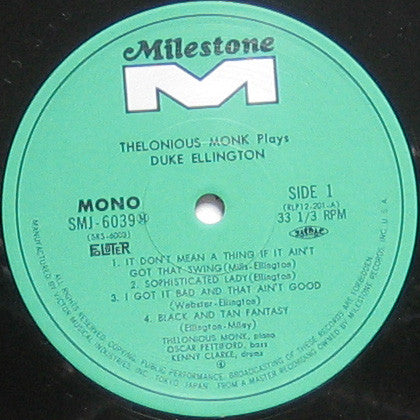 Thelonious Monk : Thelonious Monk Plays Duke Ellington (LP, Album, Mono, RE)
