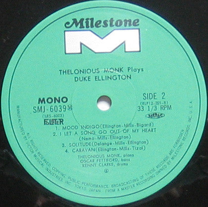 Thelonious Monk : Thelonious Monk Plays Duke Ellington (LP, Album, Mono, RE)