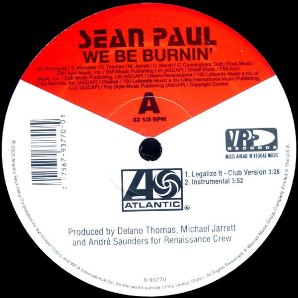 Sean Paul : We Be Burnin' (12")