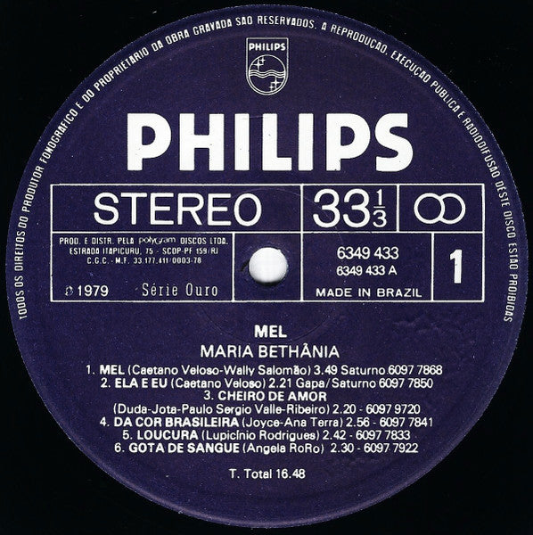 Maria Bethania* : Mel (LP, Album)