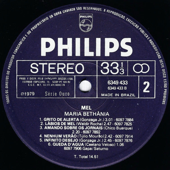 Maria Bethania* : Mel (LP, Album)