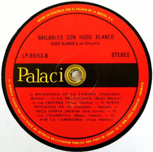 Hugo Blanco Y Su Conjunto : Bailables Con Hugo Blanco (LP, Album)