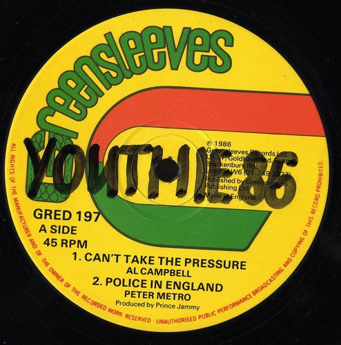 Al Campbell / Peter Metro : Can't Take The Pressure / Police In England (12")