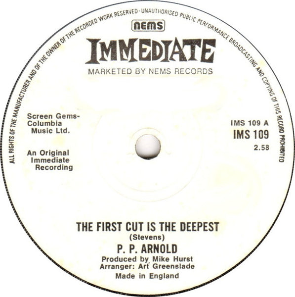 P.P. Arnold / The Immediate All Stars* : The First Cut Is The Deepest  (7", Single)