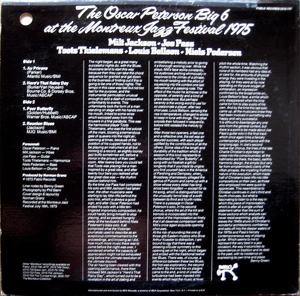 Peterson 6* : The Oscar Peterson Big 6 At The Montreux Jazz Festival 1975 (LP, Album, Ind)