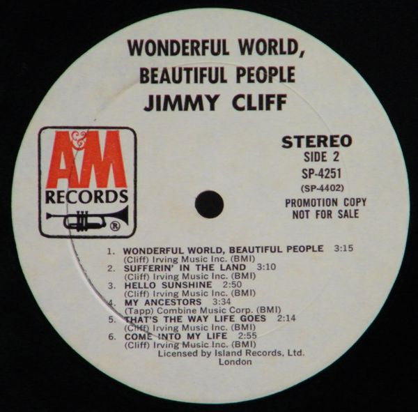 Jimmy Cliff : Wonderful World, Beautiful People (LP, Album, Promo)
