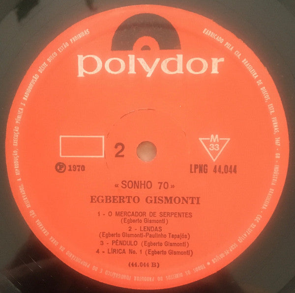 Egberto Gismonti : Sonho 70 (LP, Album, Mono)