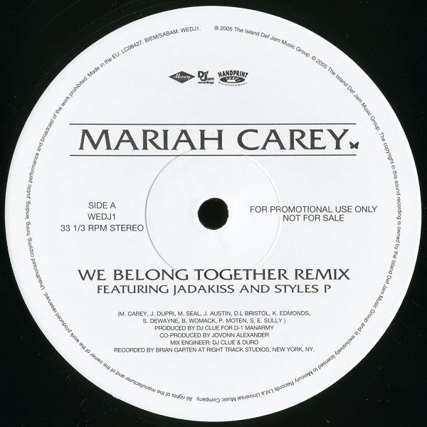 Mariah Carey : We Belong Together (Remix) (12", Promo)