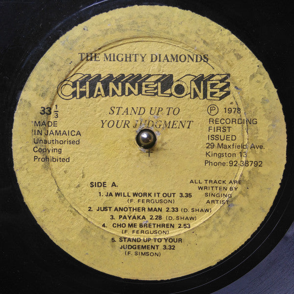 The Mighty Diamonds : Stand Up To Your Judgement (LP, Album, Yel)