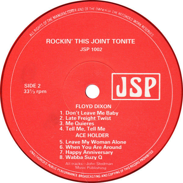 Various : Rockin' This Joint Tonite (LP, Comp, Red)