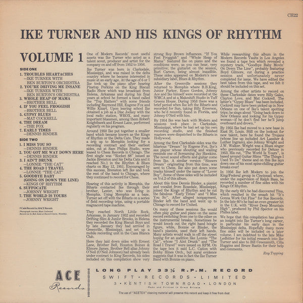 Ike Turner's Kings Of Rhythm : Ike Turner's Kings Of Rhythm Volume 1 (LP, Comp, Mono)
