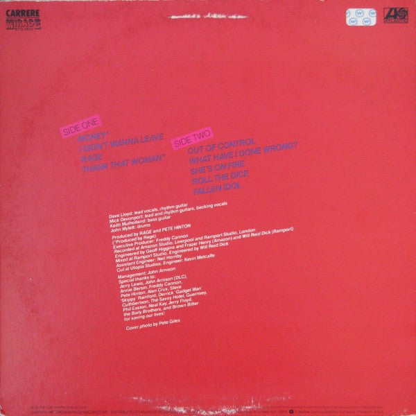 Rage (9) : Rage (LP, Album, Spe)