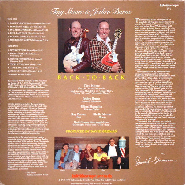 Tiny Moore & Jethro Burns : Back To Back (LP, Album)
