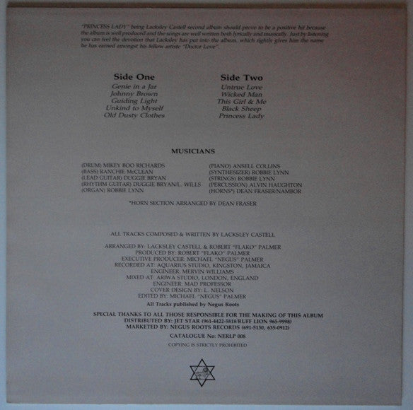 Lacksley Castell : Princess Lady (LP, Album)