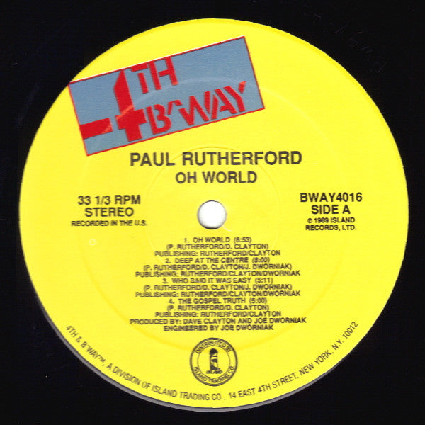 Paul Rutherford : Oh World (LP, Album)