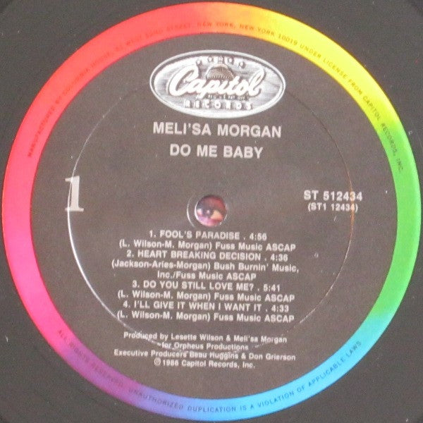Meli'sa Morgan : Do Me Baby (LP, Album, Club)
