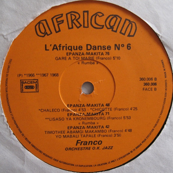 Franco & Orchestre O.K. Jazz* : L'Afrique Danse N° 6 (LP, Comp, RE)
