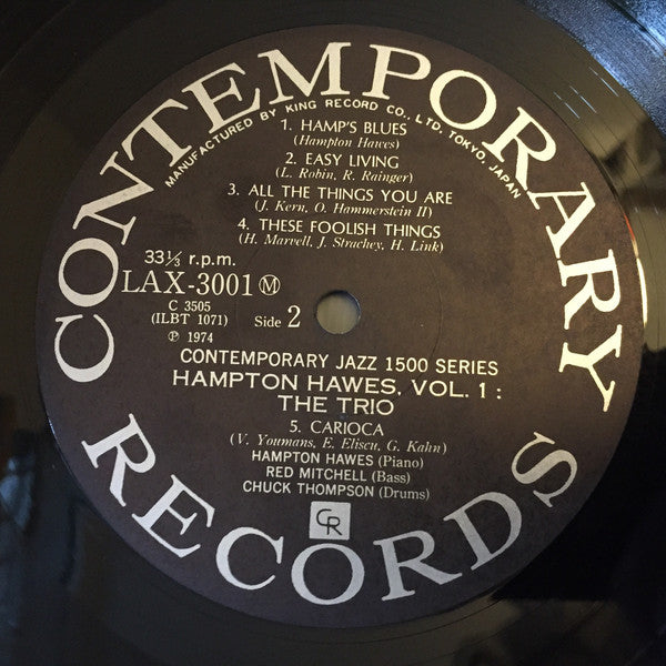 Hampton Hawes Trio : Hampton Hawes Trio, Vol. 1 (LP, Album, Mono, RE)
