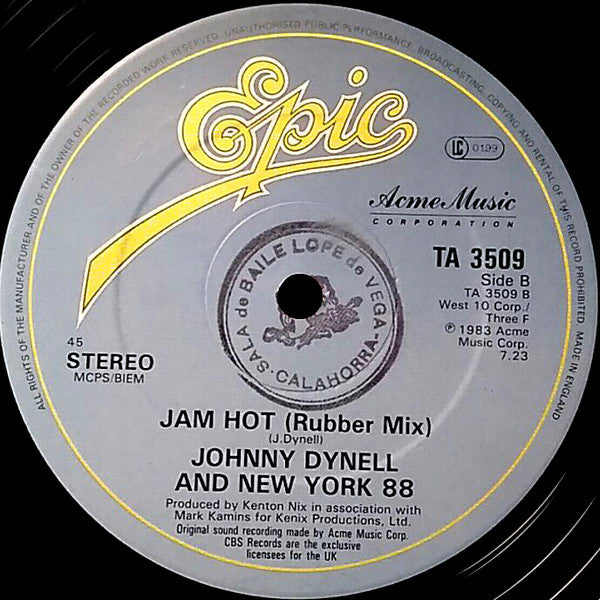 Johnny Dynell And New York 88 : Jam Hot (12")