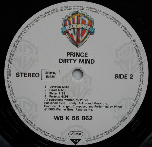 Prince : Dirty Mind (LP, Album, RE)
