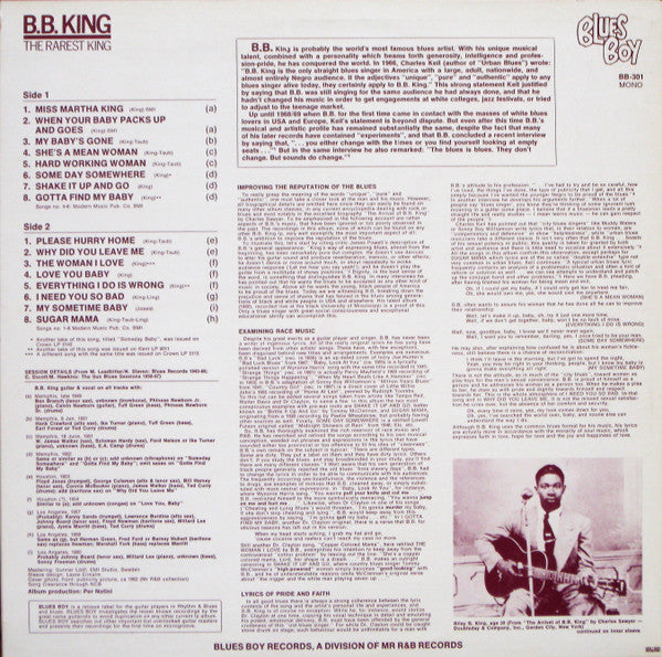 B.B. King : The Rarest King (LP, Album, Comp, Mono)