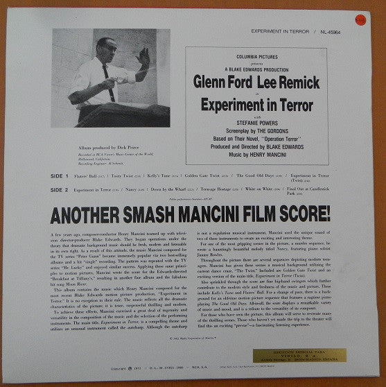 Henry Mancini : Experiment In Terror (Music From The Motion Picture) (LP, Album, RE)