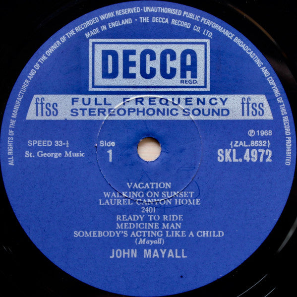 John Mayall : Blues From Laurel Canyon (LP, Album, RE, Sin)