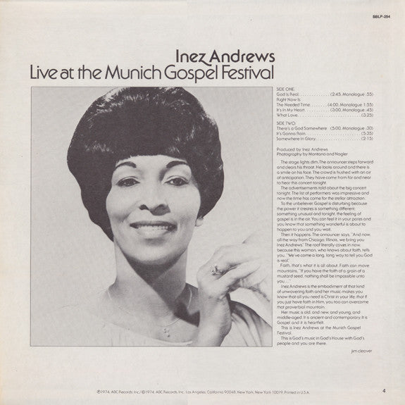 Inez Andrews : Live At The Munich Gospel Festival (LP, Album)