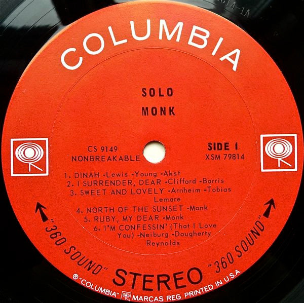 Thelonious Monk : Solo Monk (LP, Album, Pit)