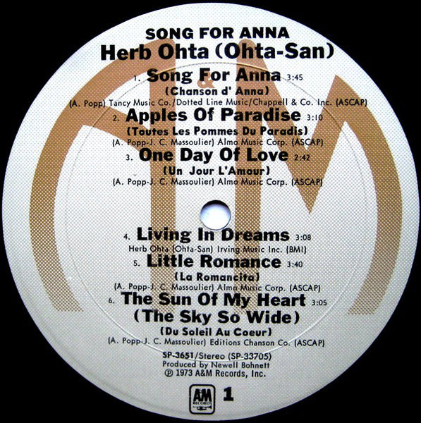 Herb Ohta : Song For Anna (LP, Album, Ter)