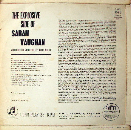Sarah Vaughan : The Explosive Side Of Sarah Vaughan (LP)