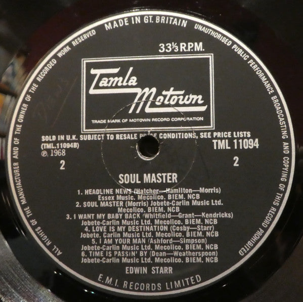 Edwin Starr : Soul Master (LP, Album, Mono)