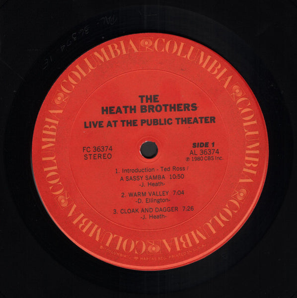 The Heath Brothers : Live At The Public Theater (LP, Album, Ter)