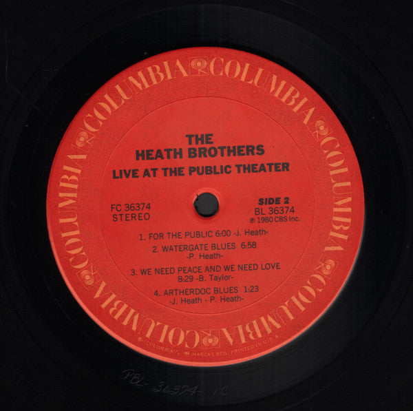 The Heath Brothers : Live At The Public Theater (LP, Album, Ter)