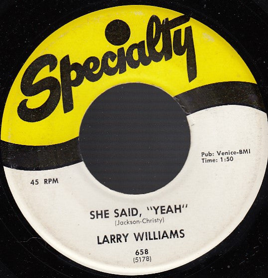 Larry Williams (3) : Bad Boy / She Said, "Yeah" (7", Single)