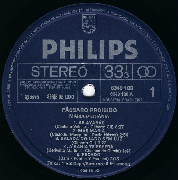 Maria Bethânia : Pássaro Proibido (LP, Album, Gat)