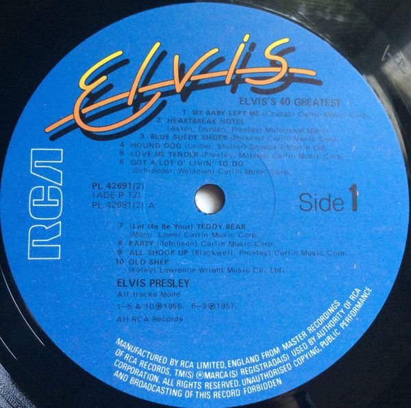 Elvis Presley : Elvis's  40 Greatest (2xLP, Comp, Mono, Gat)