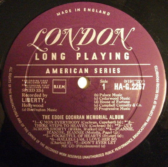 Eddie Cochran : The Eddie Cochran Memorial Album (LP, Album, Mono)