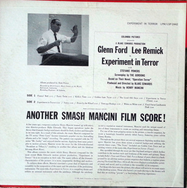 Henry Mancini : Experiment In Terror (Music From The Motion Picture) (LP, Album)