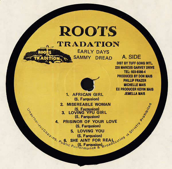 Sammy Dread : Early Days (LP, Comp)