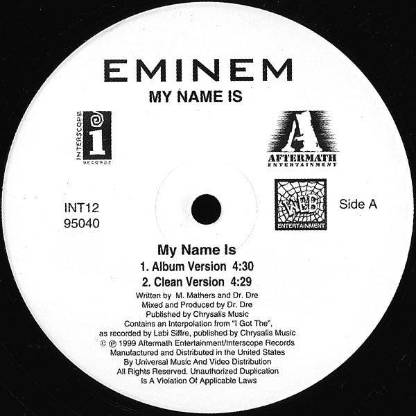 Eminem : My Name Is (12", Single)