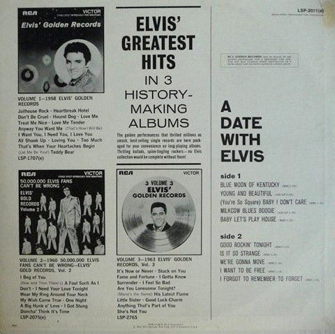 Elvis Presley : A Date With Elvis (LP, Comp, RE)