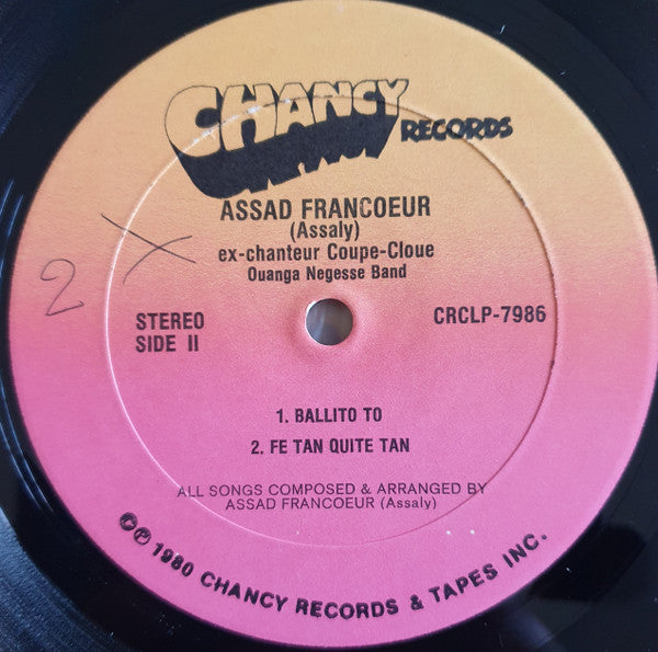 Assad Francoeur, Ouanga Negesse Band : Assad Francoeur "Assaly" Ex Chanteur Coupé Cloué (LP, Album)