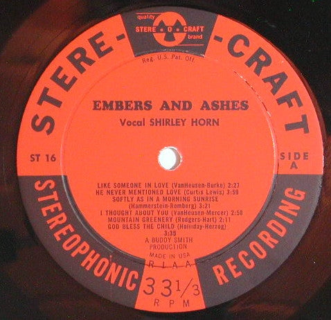 Shirley Horn : Embers And Ashes (LP, Album)