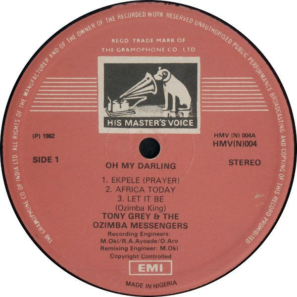 Tony Grey (2) & The Ozimba Messengers : Oh My Darling (LP, Album)