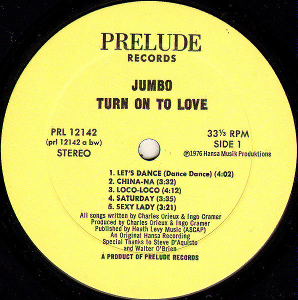 Jumbo (5) : Turn On To Love (LP, Album)