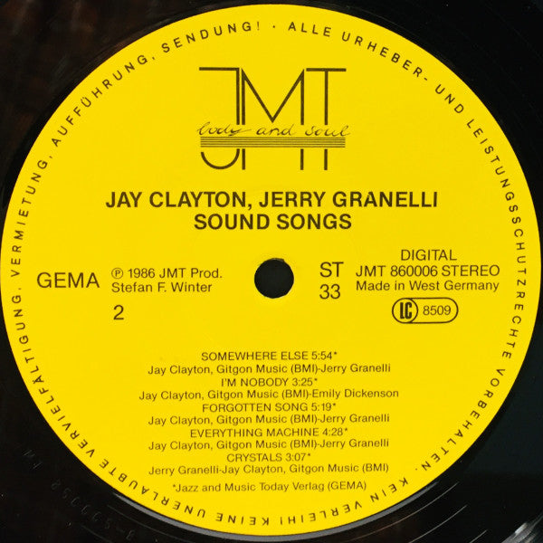 Jay Clayton, Jerry Granelli : Sound Songs (LP, Album)